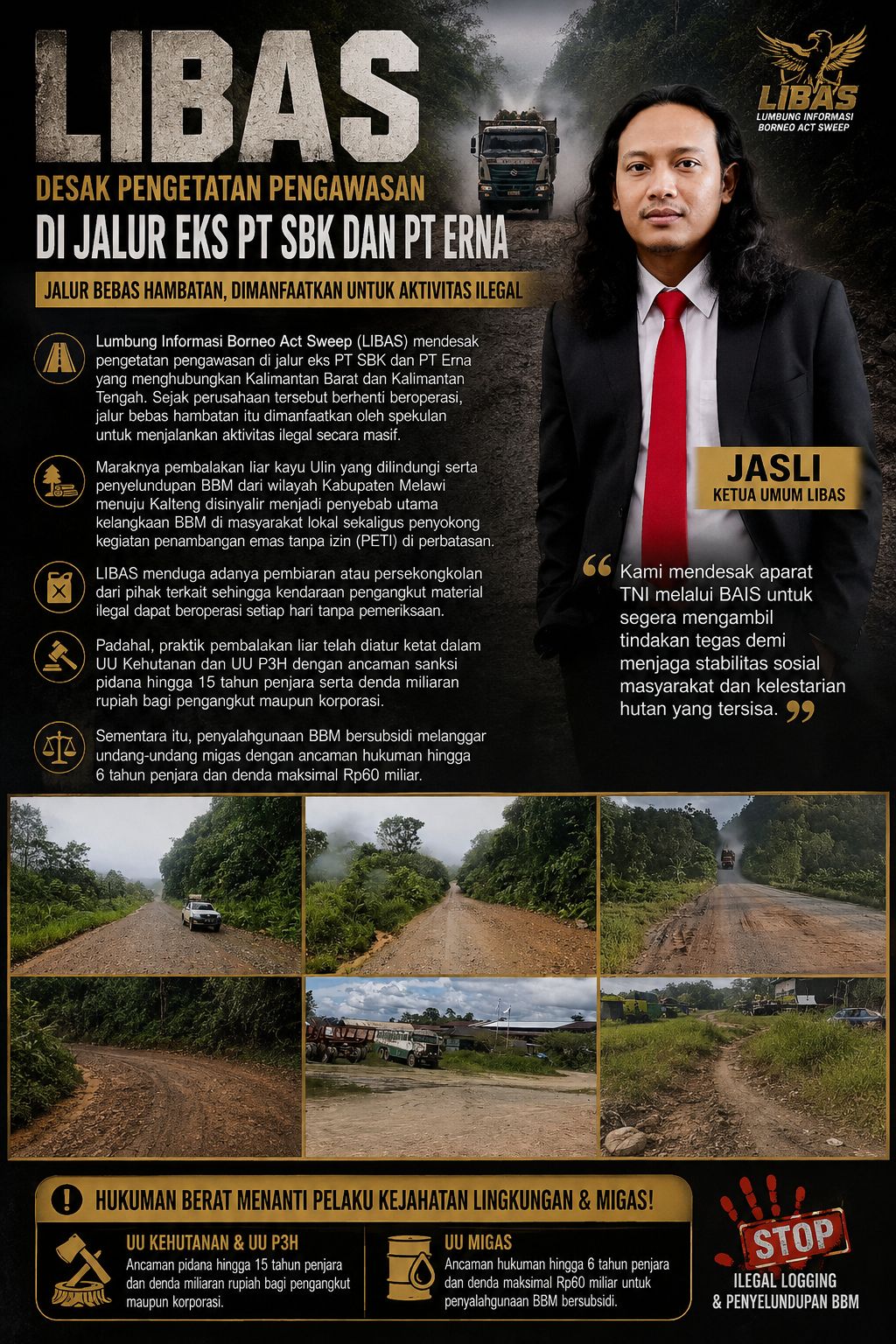 Libas Minta editorial Jalur strategis Kalbar-Kalteng jalan eks PT.SBK dan PT.Erna di perketat.